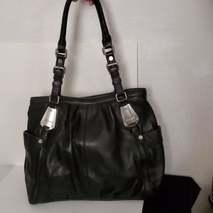 B. Makowsky Black Leather Shoulder Bag